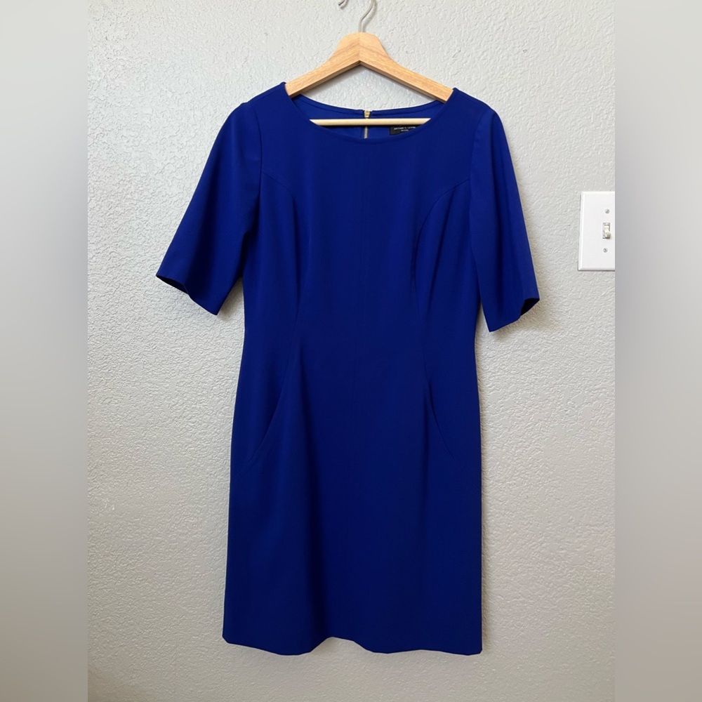 Tahari ASL Women’s Navy Blue Contemporary Shift Dress 6P with Pockets